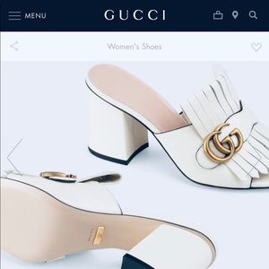 GUCCI GG Marmont white leather mule